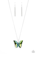 Social Butterfly Effect - Green Paparazzi Necklace