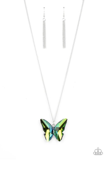 Social Butterfly Effect - Green Paparazzi Necklace