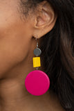 Modern Materials - Multi Pink and Yellow Paparazzi Earrings