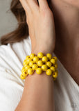 Tiki Tropicana - Yellow Paparazzi Wood Bracelet