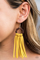 Easy To PerSUEDE - Yellow Earrings- Paparazzi Accessories