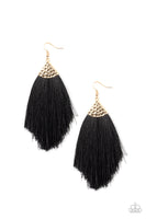 Tassel Tempo - Gold (BLACK) Paparazzi Earrings