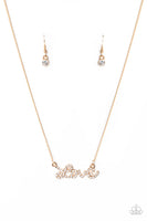 Head Over Heels In Love Gold Paparazzi Necklace