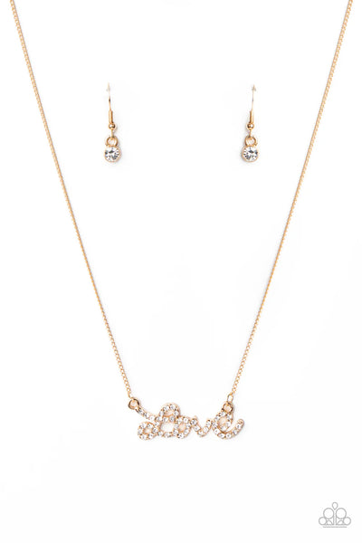 Head Over Heels In Love Gold Paparazzi Necklace