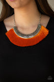 Might and MANE - Orange Fringe Paparazzi Necklace