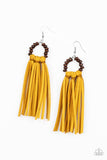 Easy To PerSUEDE - Yellow Earrings- Paparazzi Accessories