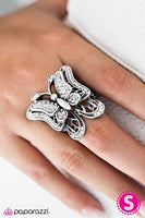 Free to Fly White- Paparazzi Butterfly Ring