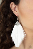 Tassel Tempo - White Paparazzi Earrings