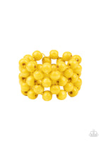 Tiki Tropicana - Yellow Paparazzi Wood Bracelet