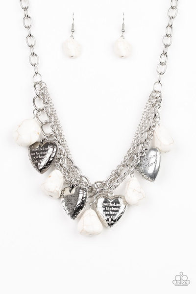 Change of Heart- White Paparazzi Charm Necklace